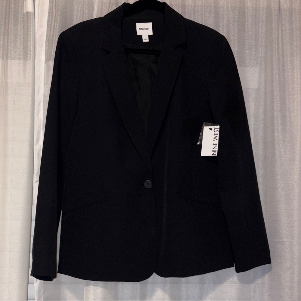 NEW Nine West Classic Single Button Black Blazer Size Large